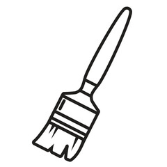 Minimalist Paintbrush Vector Black and White Outline Drawing Art Supplies Interior Design Tool Artistic Creative Paint