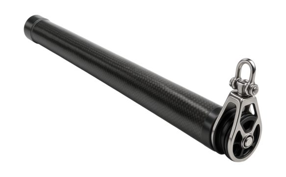 Retractable carbon fiber bowsprit with tack line block.