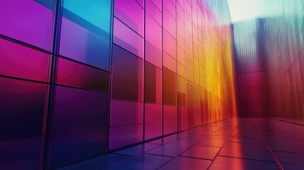 Chromatic reflections, architectural gradient in a futuristic cityscape