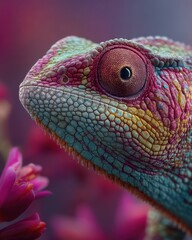 Fototapeta premium Highdetail closeup portrait of exotic chameleon