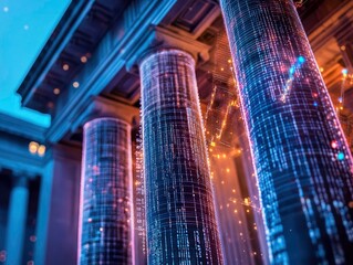 Digital pillars, representing strength and stability in the data age
