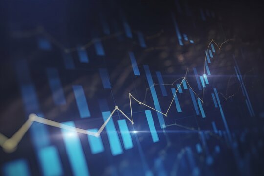 Abstract blue financial stock market chart with upward trend