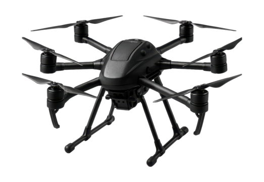 Modular hexacopter with retractable landing gear and customizable payload options.