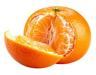 Side-Angle Mandarin with Lifted Peel Segment PNG