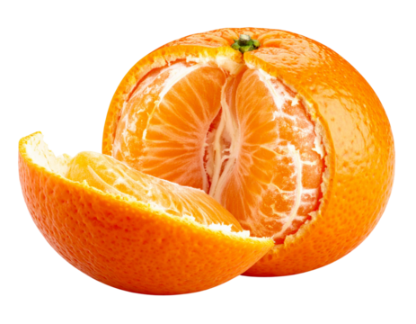 Side-Angle Mandarin with Lifted Peel Segment PNG