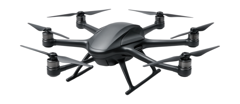Aerodynamic hexacopter featuring sleek fairings and a compact design.