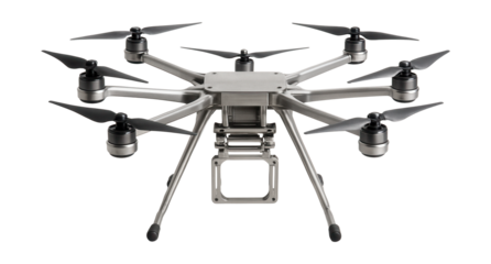 Lightweight hexacopter with aluminum frame and removable camera mount.