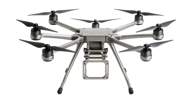 Lightweight hexacopter with aluminum frame and removable camera mount. - Powered by Adobe