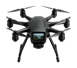 Hexacopter featuring an integrated digital display screen.