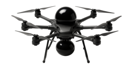 Hexacopter with a radar dome for enhanced navigation capabilities.