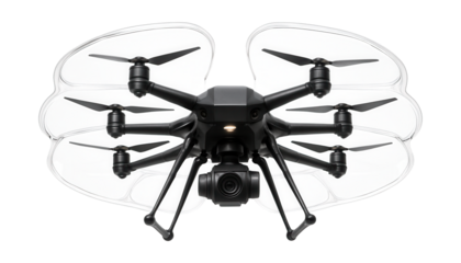 Hexacopter featuring a removable propeller guard for enhanced flight safety.