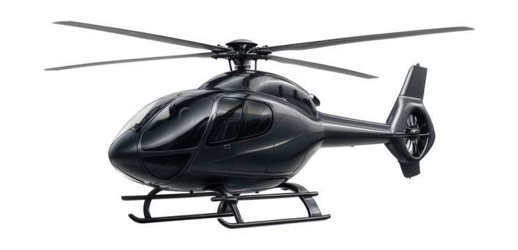 Helicopter with a high-mounted rotor and streamlined design.