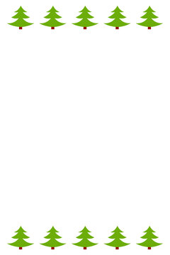 Christmas tree border PNG, minimalist festive frame with pines. Perfect for Christmas cards, winter invitations, holiday templates, scrapbooking, seasonal documents, digital designs. High-res PNG 