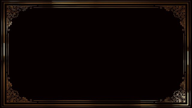 sparkling gold frame on black background