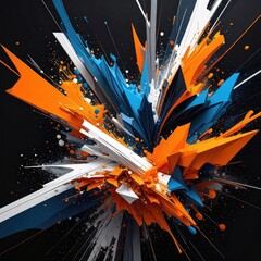 Dynamic Abstract Explosion: Vibrant Orange and Blue Shatter Effect - Modern Digital Art for Creative Projects