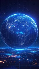 Digital Earth: Futuristic Global Network with Glowing City Lights - Technology, Connectivity, and the Future of Our Planet