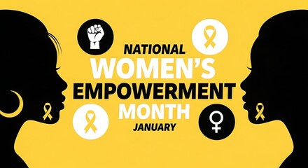 National Womens Empowerment Month January Banner With Silhouettes Keywords: women empowerment