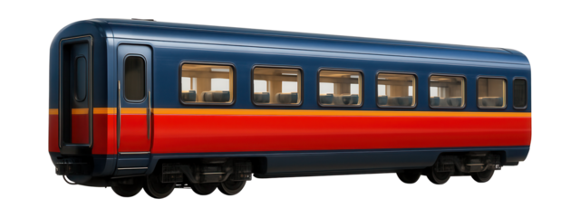 Passenger train car featuring overhead storage and side windows.