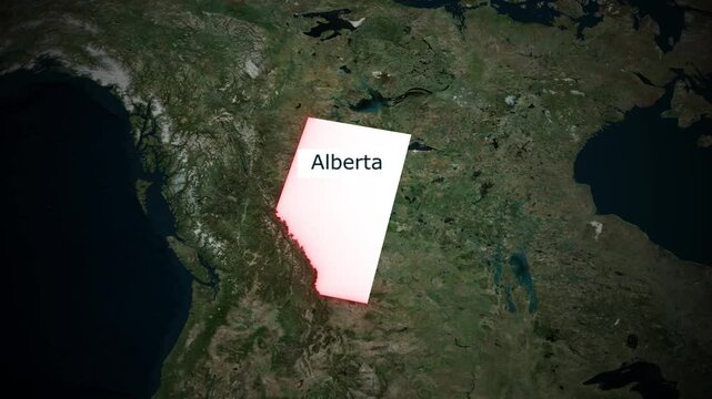 Alberta Province Map Animation for Canada Geographic Presentation Video
