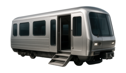 Train car featuring retractable steps and sliding doors for convenient access.