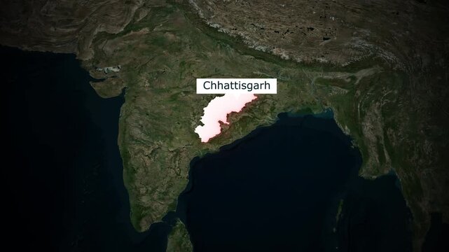 Discover Chhattisgarh India A Bird s Eye View Exploring Region State Boundaries on Satellite Earth Map South Asia
