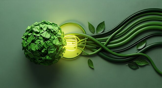 Sustainable energy concept shows bright future with innovative green technology solutions for environmental conservation and eco-friendly business practices