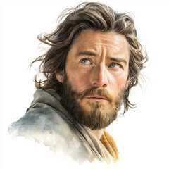 Watercolor Painting of Jesus &ndash; Spiritual Religious Illustration