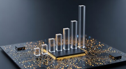 Modern digital growth chart with circuit board, conveying technology advancement and business progress, perfect for tech startup marketing materials