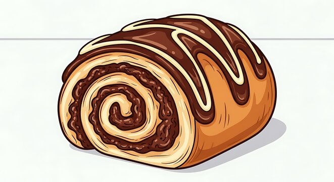 Savor a homemade chocolate swirl pastry, a beautifully crafted sweet roll with rich cocoa filling, perfect for a delightful dessert experience