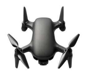 Self-flying drone with dual vertical stabilizers and a sleek, seamless upper surface.