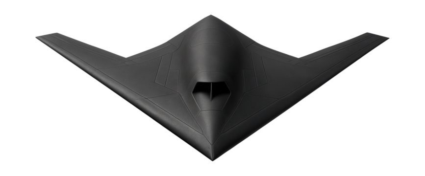 Delta wing stealth drone with a sleek matte black design.