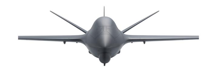 UAV with a central fuselage bulge and integrated seamless wings.