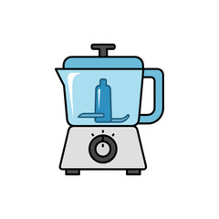 Illustration of a food processor with a blue container.