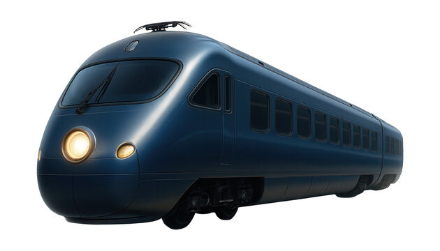 Electric train featuring a rounded front and prominent central headlight beneath the