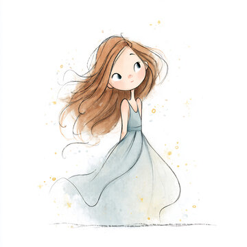 Whimsical Girl Clipart Character