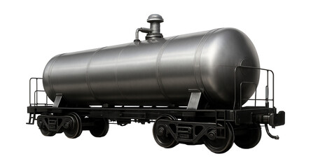 Obraz premium Heavy-duty railcar with high-pressure vessel, robust couplings, and emergency vent.