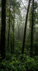 Obraz premium Lush Rainforest Canopy - A Verdant Tapestry of Life and Mystery.