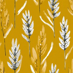 Naklejka premium Bohemian pattern with botanical motifs, a seamless background for fabric printing and wallpaper. Hand painted texture with earthy tones.