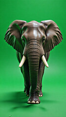 The elephant is standing on one foot.