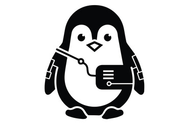 Cute Robotic Penguin Vector Illustration