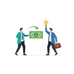 Idea Exchange - Businessman Trades Money for Innovation.