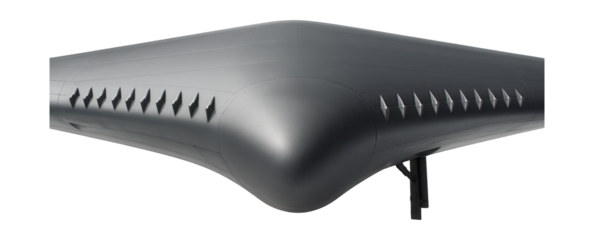 Wing featuring leading-edge vortex generators and a matte surface finish.