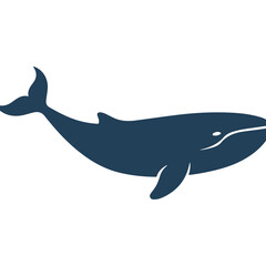 Elegant Whale Silhouette Swimming in the Deep Blue Sea.