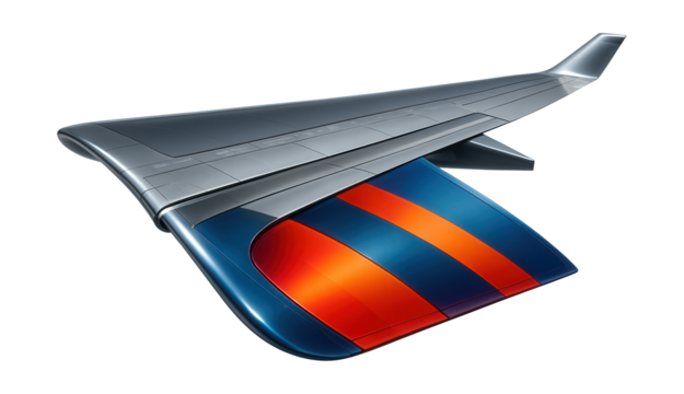 Wing featuring advanced slats and vibrant color panels.