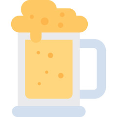 Illustration of a Tall Frothy Beer Mug with Bubbles and Foam on a Transparent Background