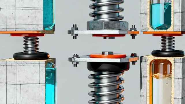 Closeup on structural models showcasing advanced damping systems absorbing seismic energy in modern constructions