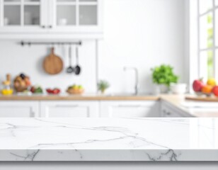 White Kitchen Slab, Softly Lit Backdrop.