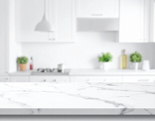 High Contrast White Focus, Subtle Kitchen Depth.