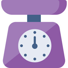 Flat Design Kitchen Scale Purple Color with Round Dial and Handle on Transparent Background