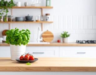 Crisp and Clear White Counter, Soft Kitchen.